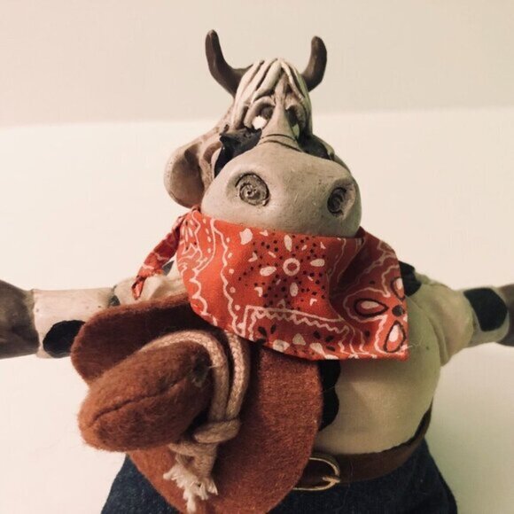 Vintage Russ Berrie Cowpokes Kathleen Kelly Ceramic Bean Bag  Cow - Picture 10 of 12